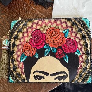 Mary Frances Multicolor Beaded Clutch Frida Kahlo